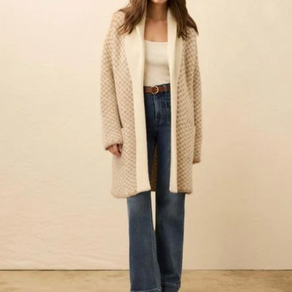 Faherty Alpaca Cabin Sweater Coat in Cream